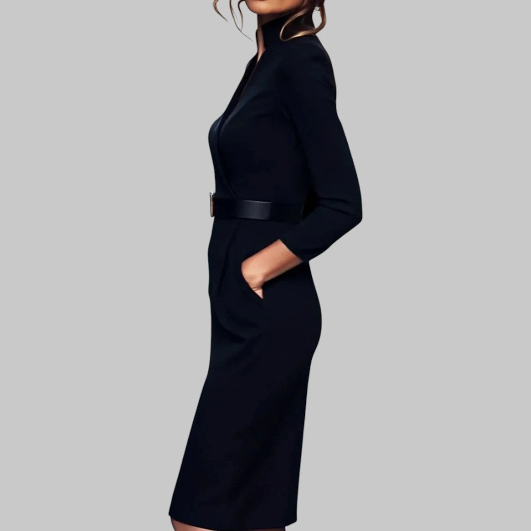 Women's Belted Bodycon Midi Dress