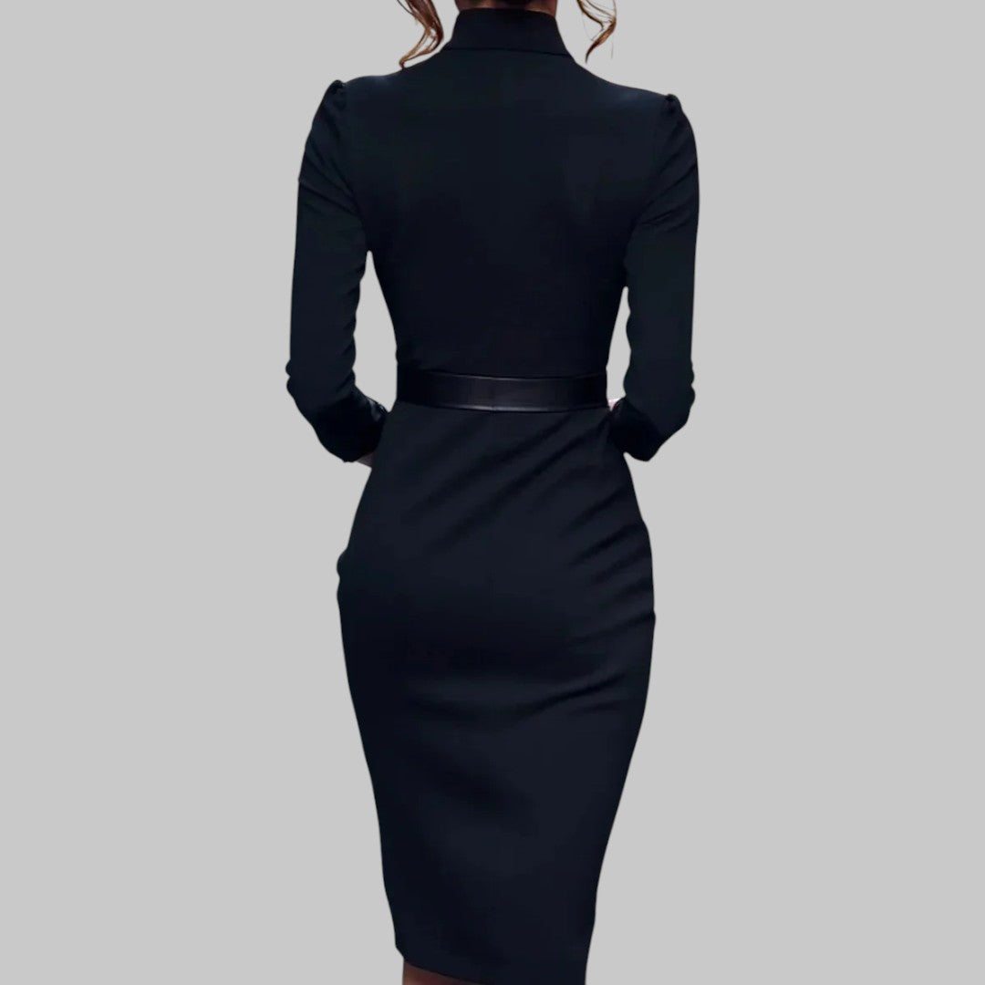 Women's Belted Bodycon Midi Dress