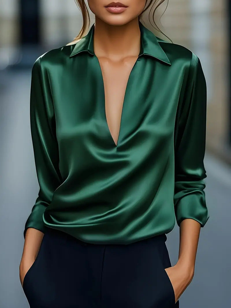 Women's Collared Long Sleeve Blouse