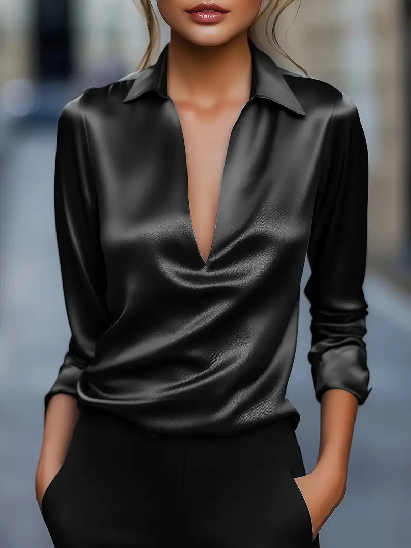 Women's Collared Long Sleeve Blouse