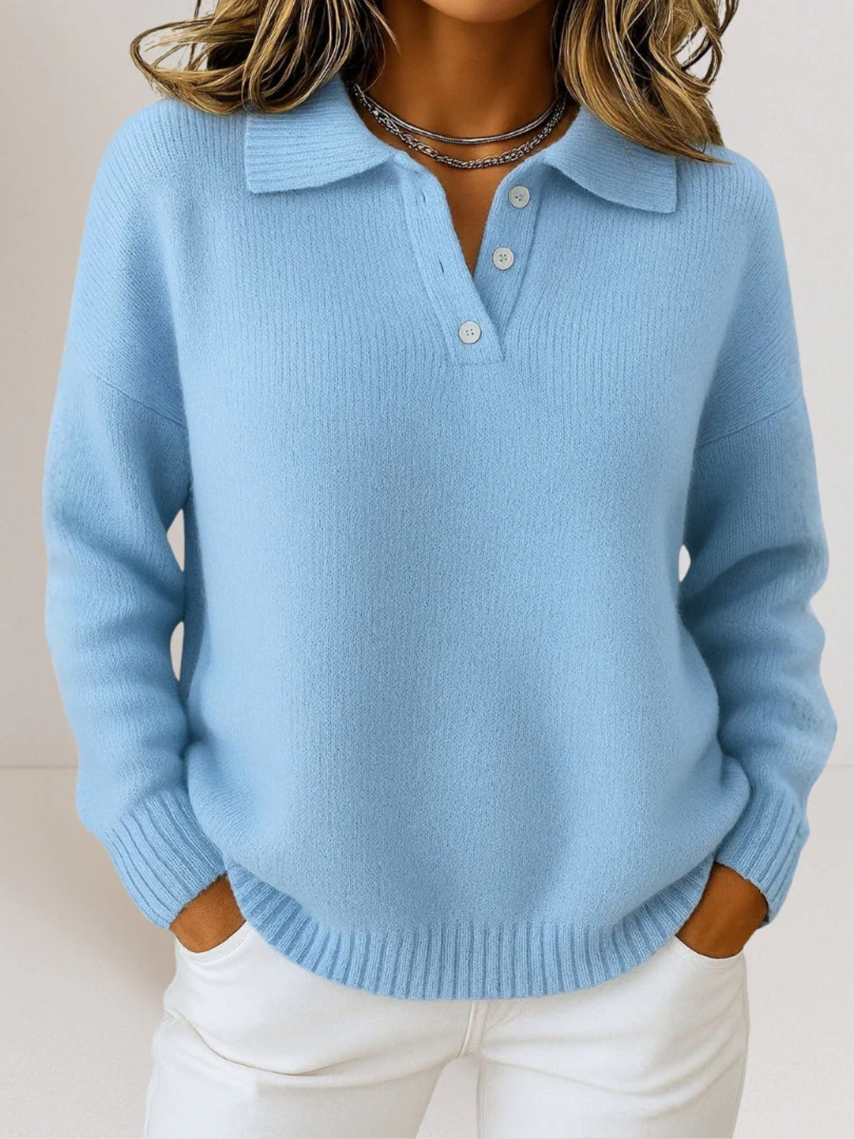 Women's Collared Long Sleeve Sweater