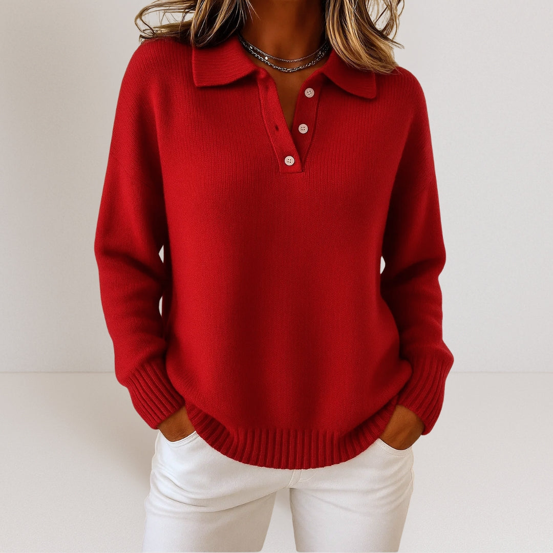 Women's Collared Long Sleeve Sweater