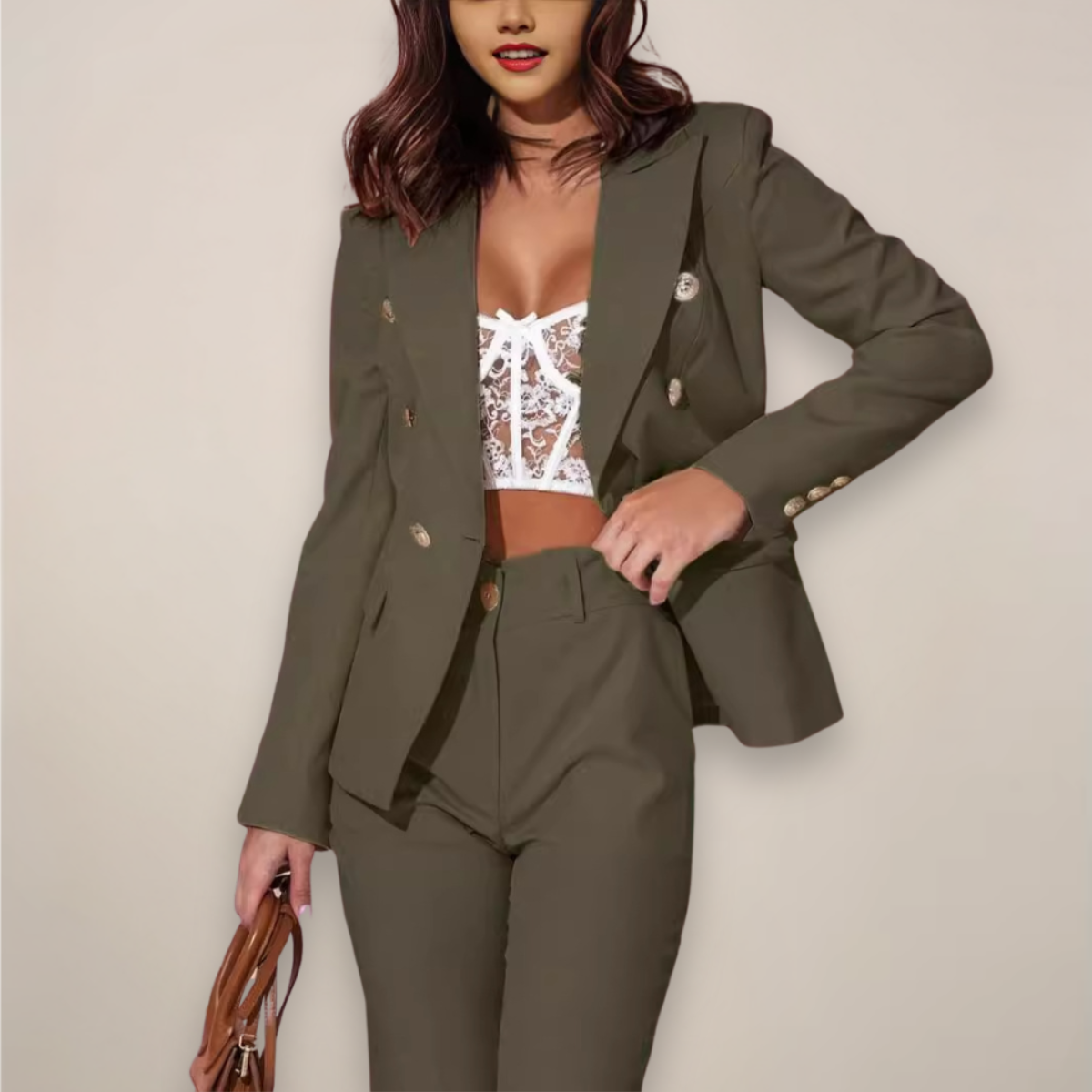 Women's Double Breasted Pant Suit Set