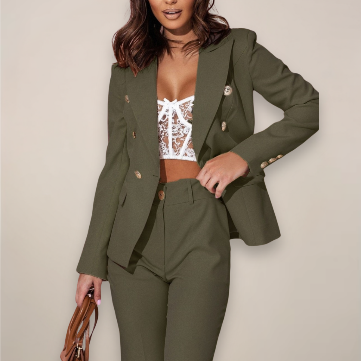 Women's Double Breasted Pant Suit Set