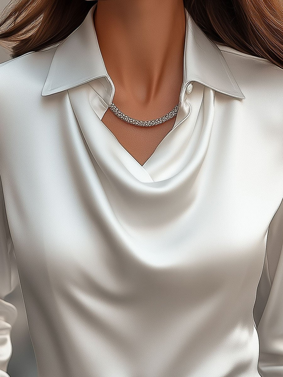 Women's Draped Neck Long Sleeve Blouse