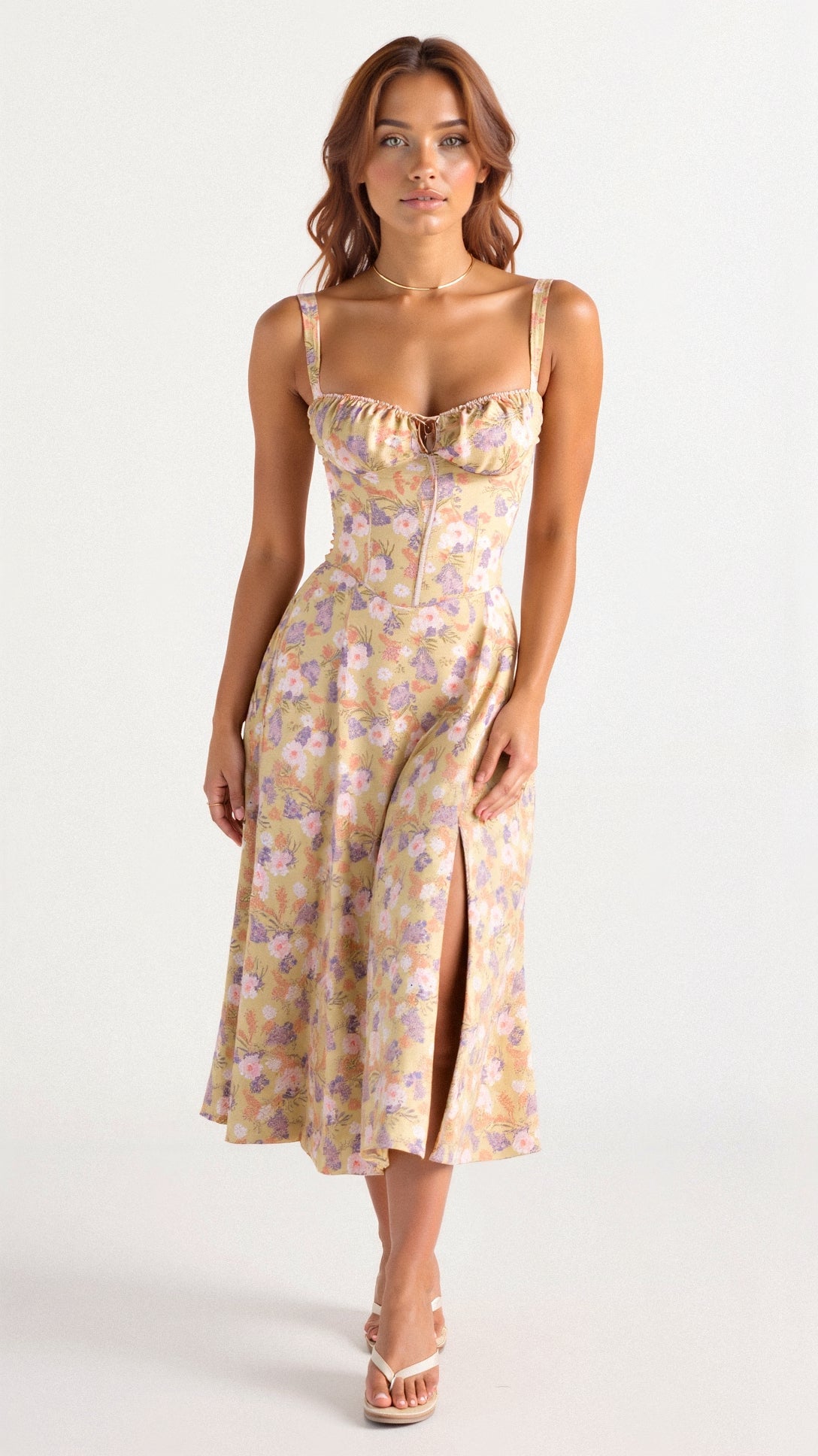 Women's Floral A-Line Midi Dress