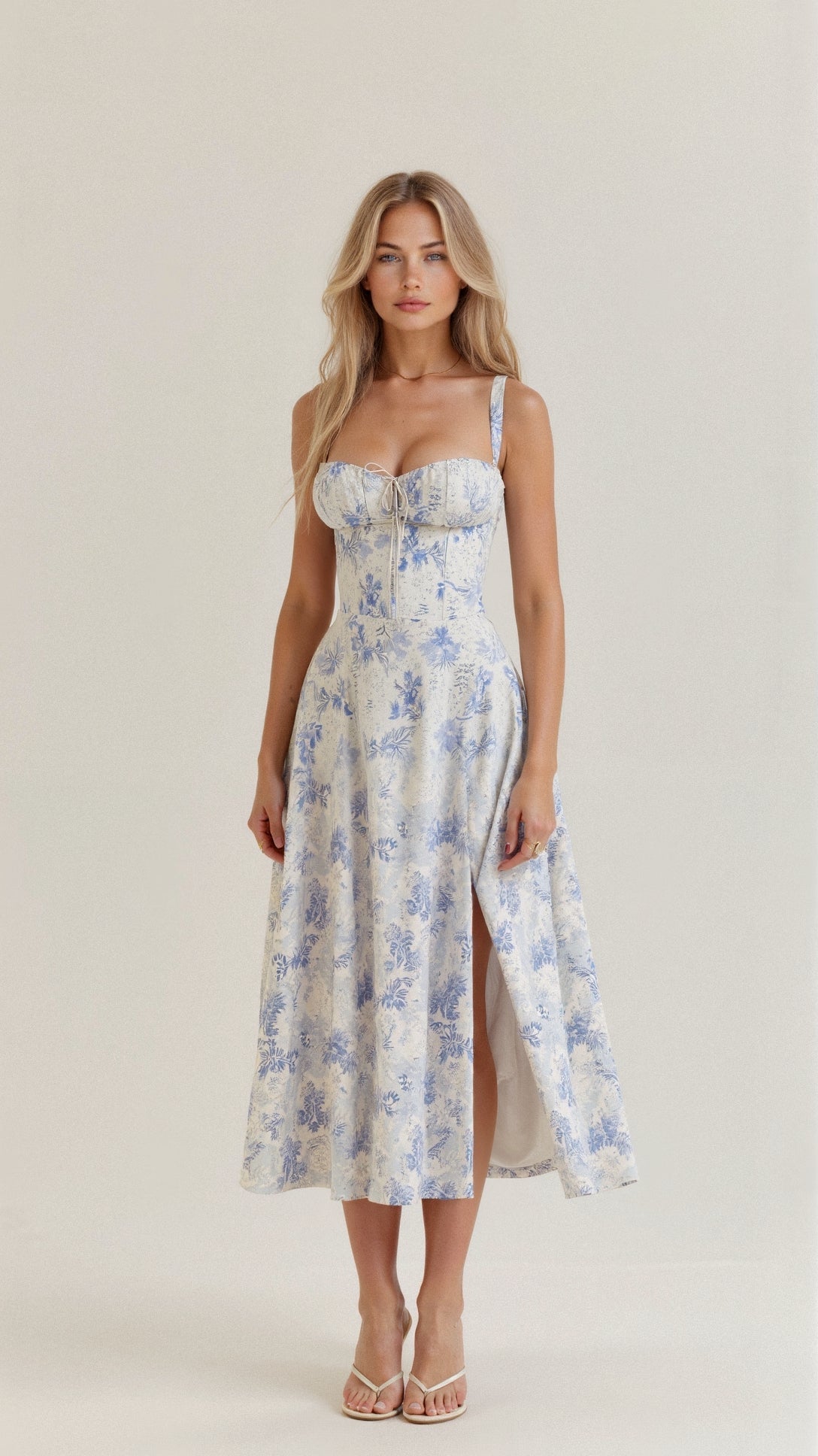 Women's Floral A-Line Midi Dress