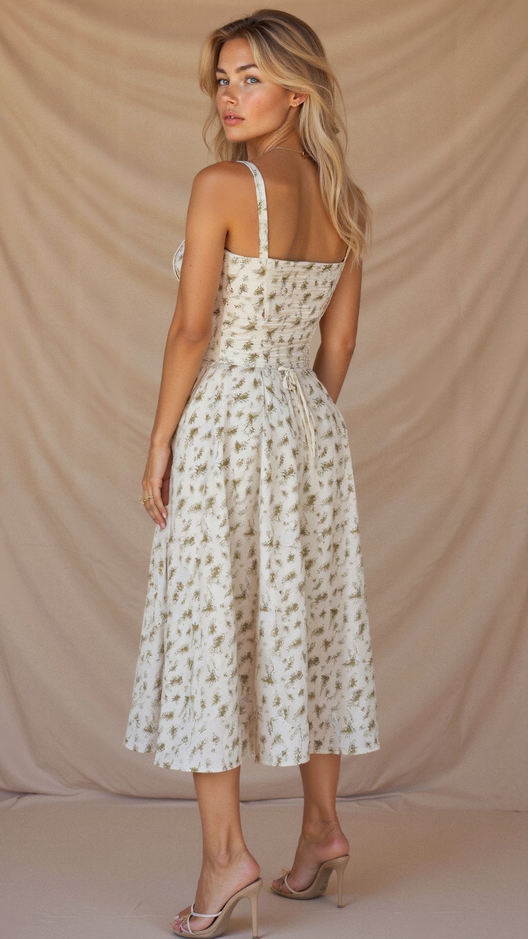 Women's Floral A-Line Midi Dress
