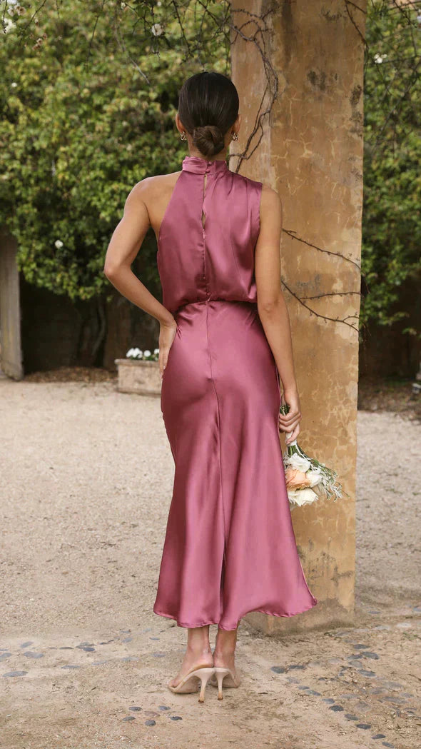 Women's Halter Slinky Midi Dress