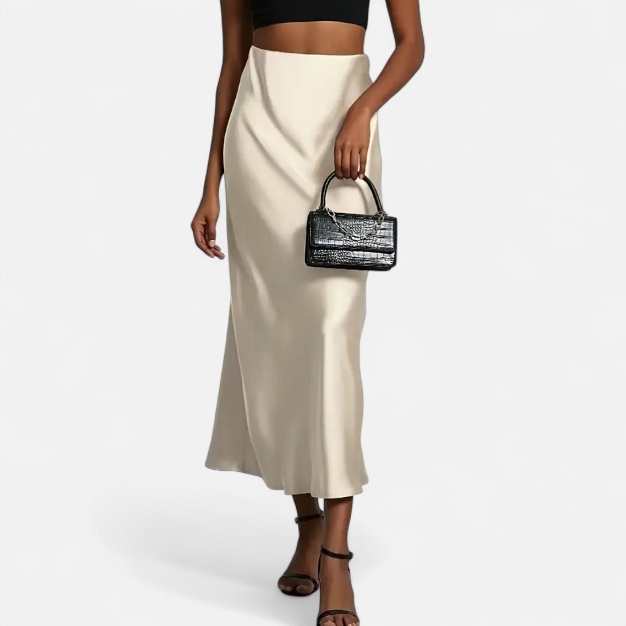 Women's High-Waisted A-Line Midi Skirt