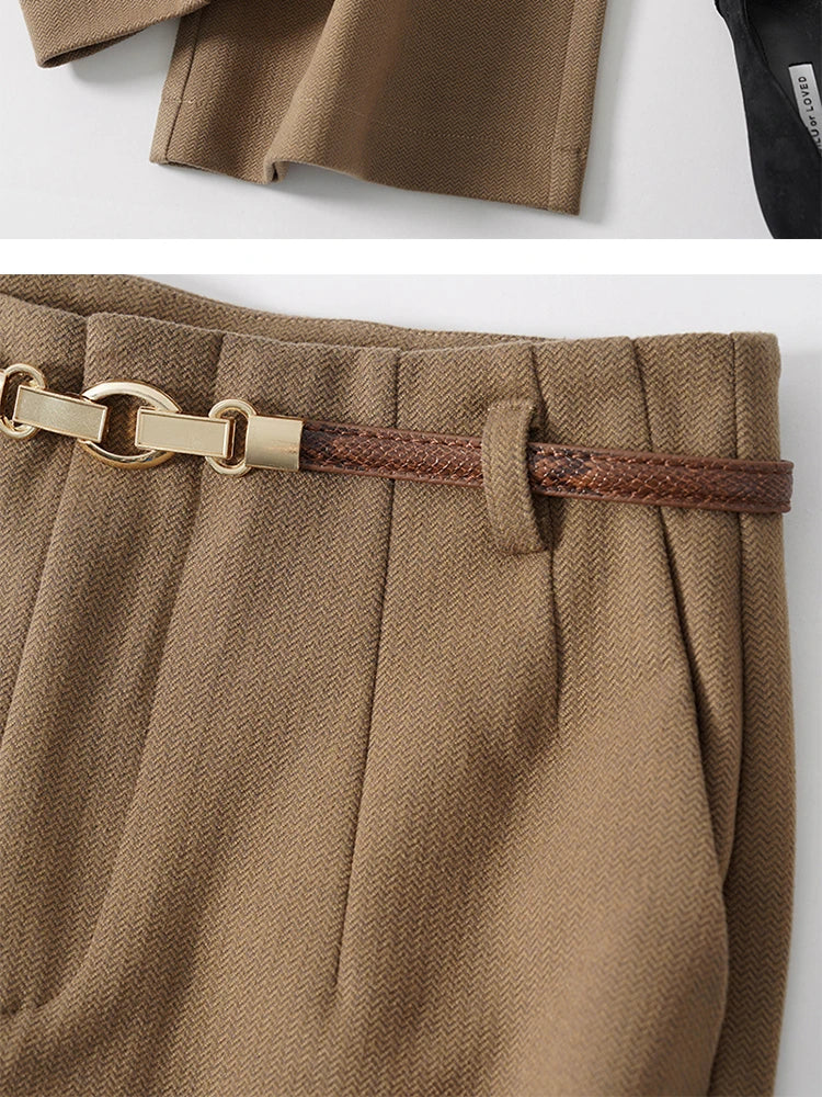 Women's High-Waisted Wide Leg Pleated Dress Pants