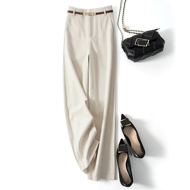 Women's High-Waisted Wide Leg Pleated Dress Pants