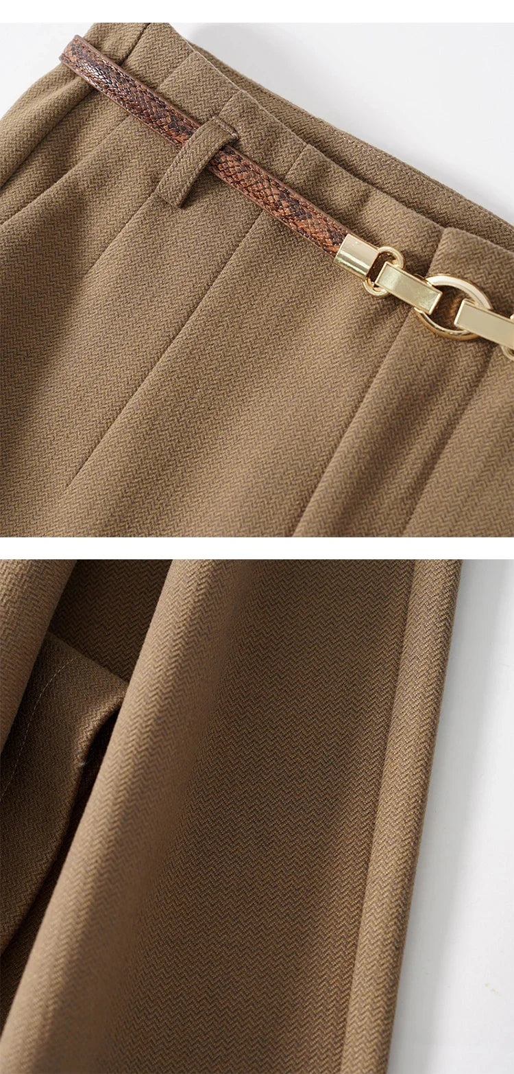 Women's High-Waisted Wide Leg Pleated Dress Pants