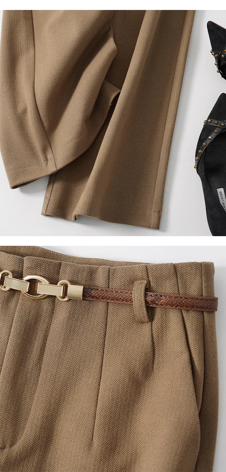 Women's High-Waisted Wide Leg Pleated Dress Pants