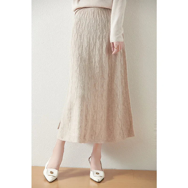 Women's Knit A-Line Midi Skirt