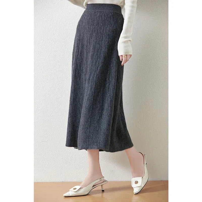 Women's Knit A-Line Midi Skirt