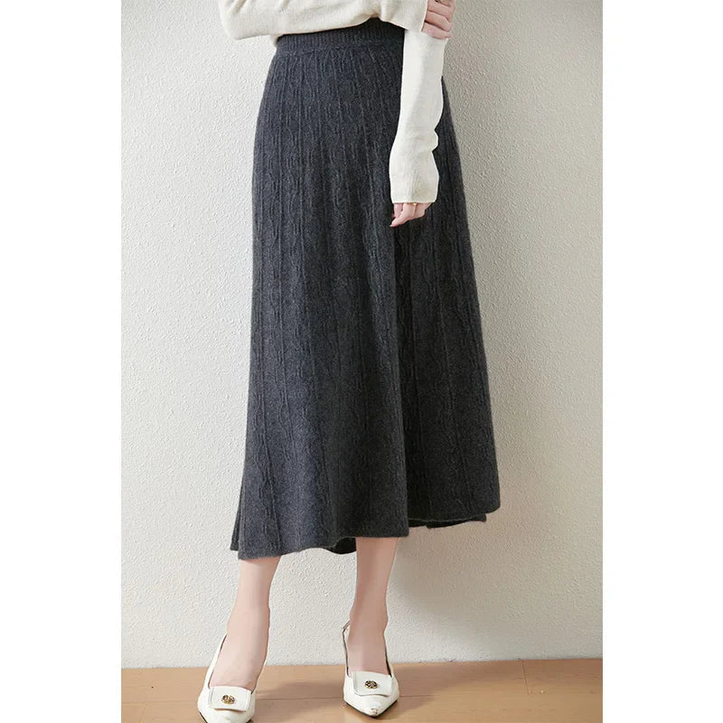 Women's Knit A-Line Midi Skirt