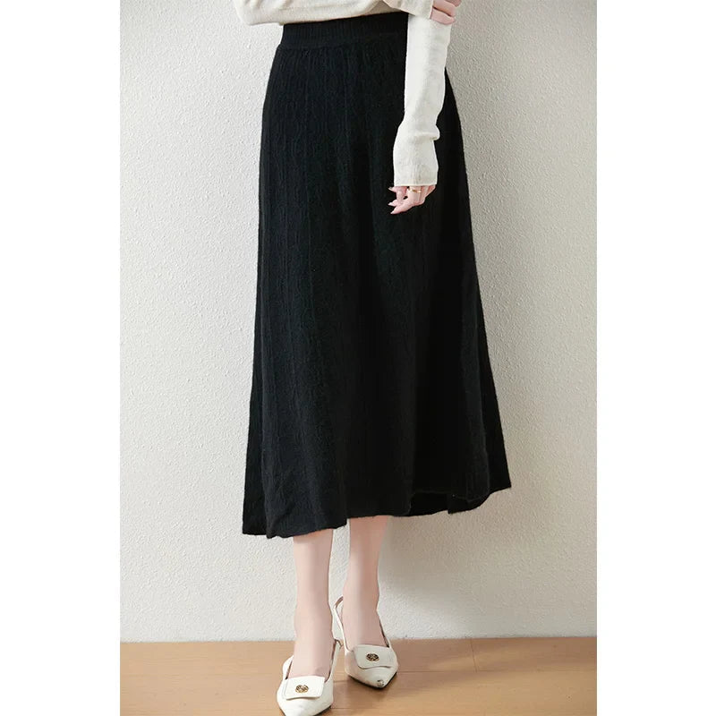Women's Knit A-Line Midi Skirt
