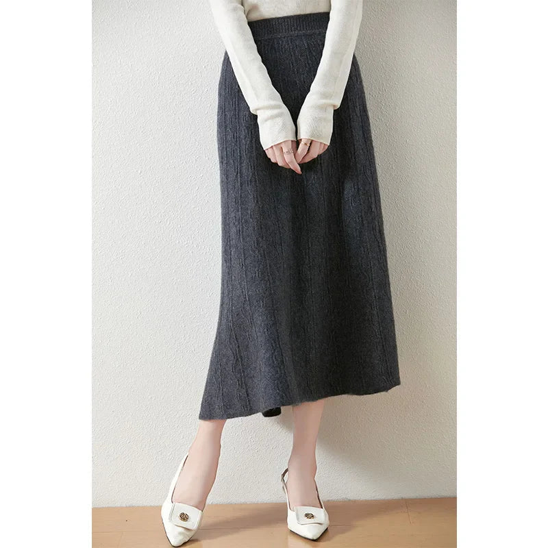 Women's Knit A-Line Midi Skirt