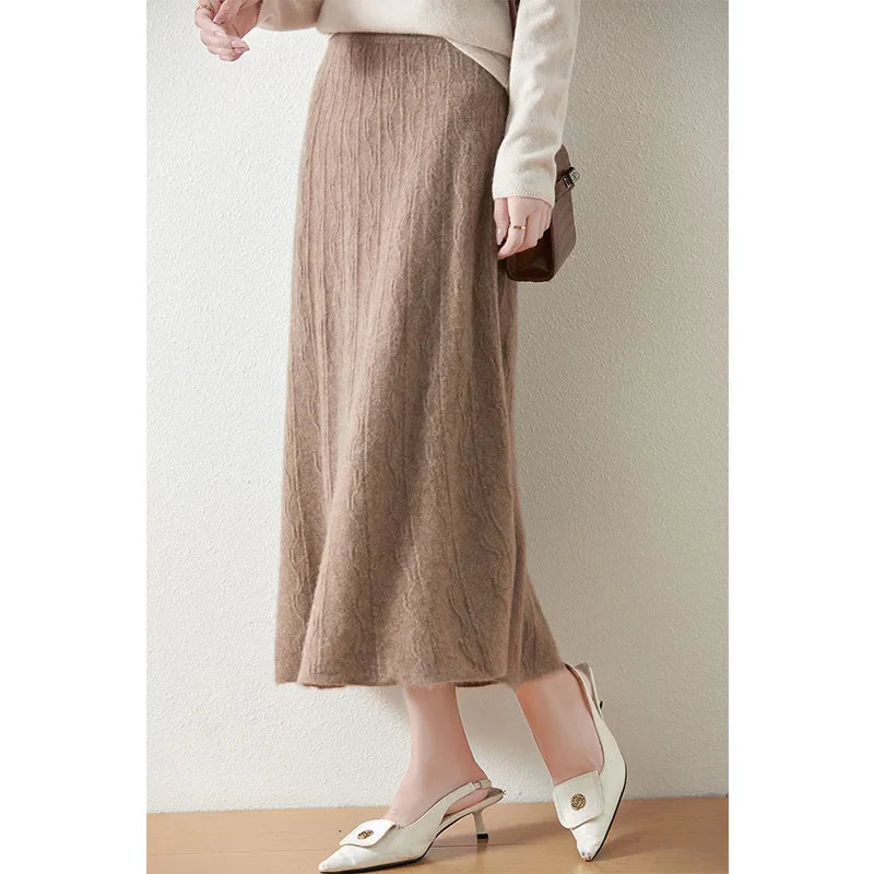 Women's Knit A-Line Midi Skirt