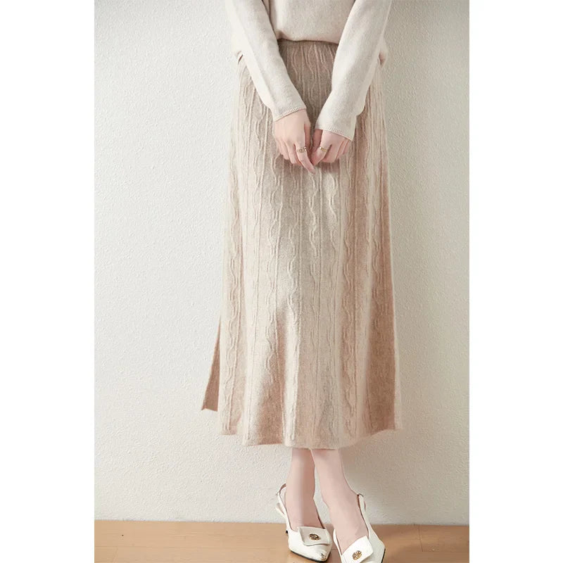 Women's Knit A-Line Midi Skirt