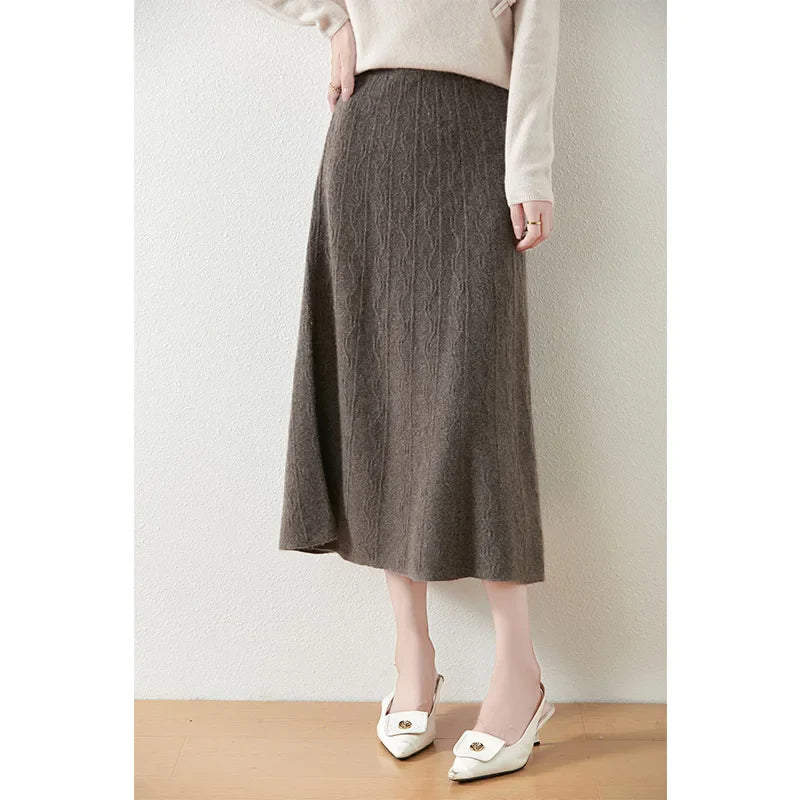 Women's Knit A-Line Midi Skirt