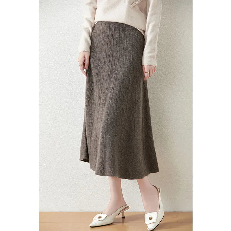 Women's Knit A-Line Midi Skirt