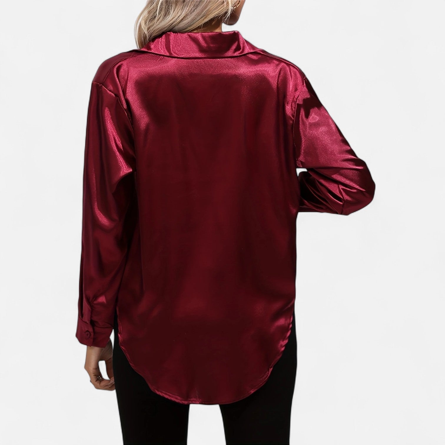 Women's Long-Sleeve Satin Blouse