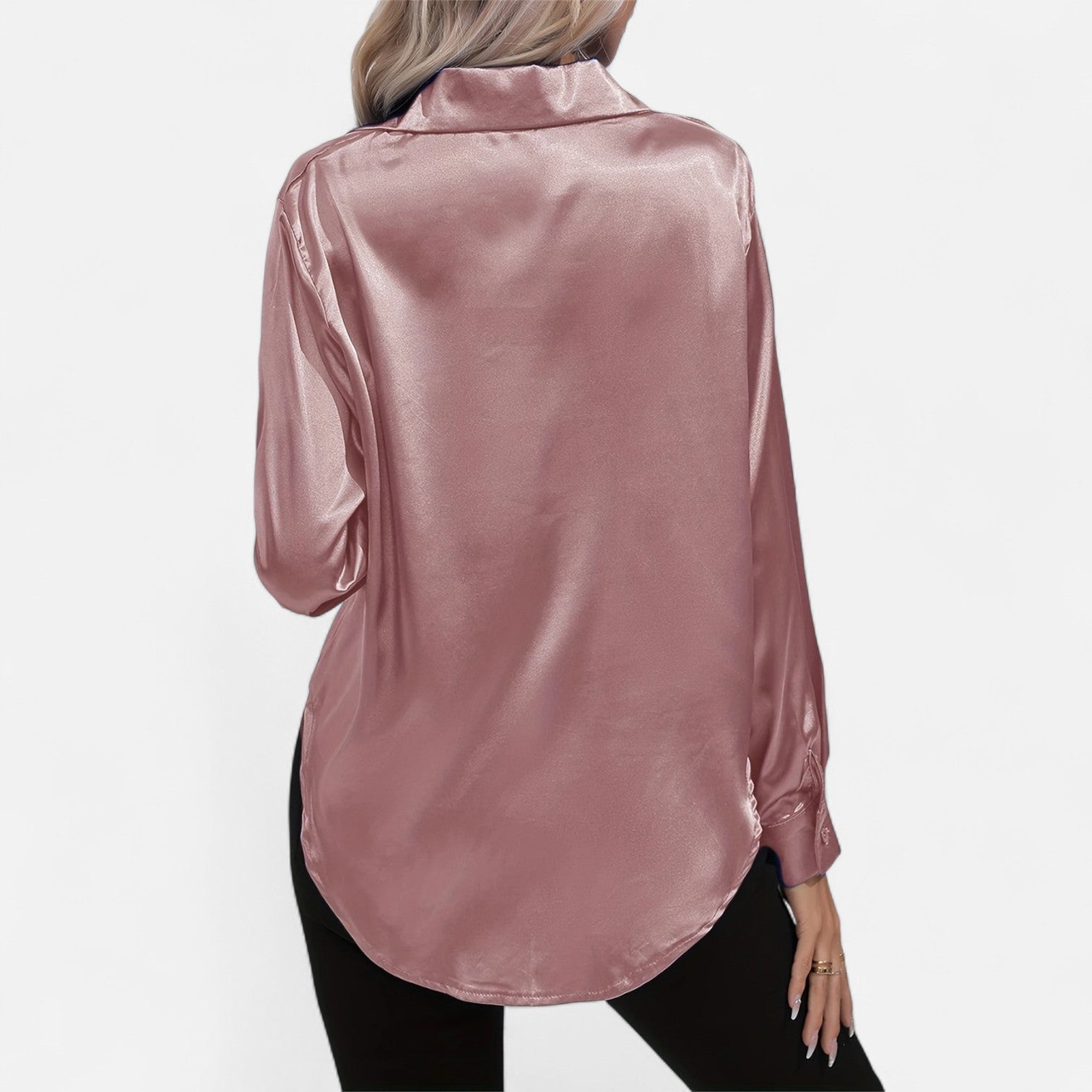 Women's Long-Sleeve Satin Blouse