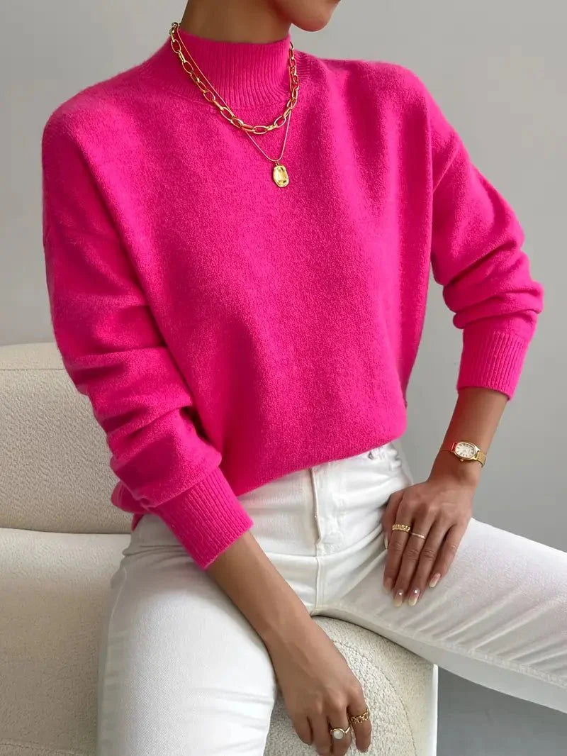Women's Mock Neck Ribbed Knit Sweater
