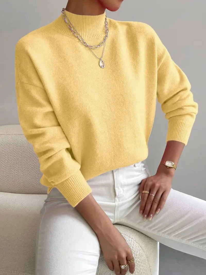 Women's Mock Neck Ribbed Knit Sweater