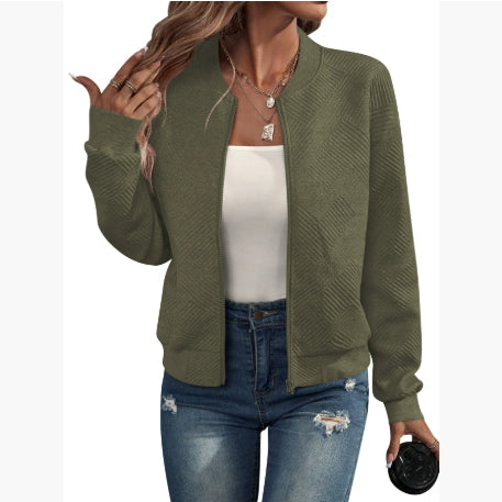 Women's Quilted Zip Up Bomber Jacket