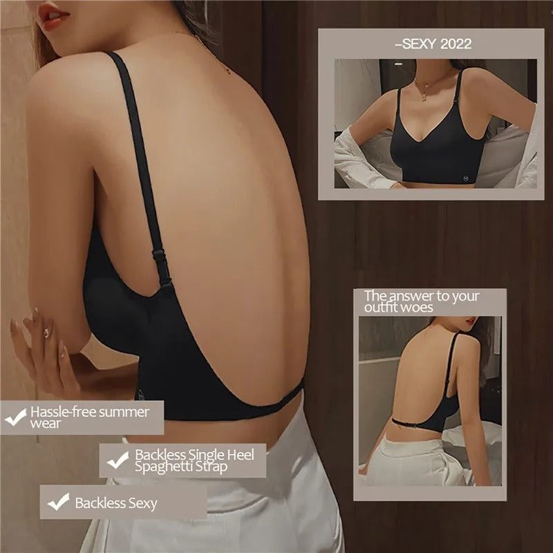 Women's Strappy Backless Wireless Bra