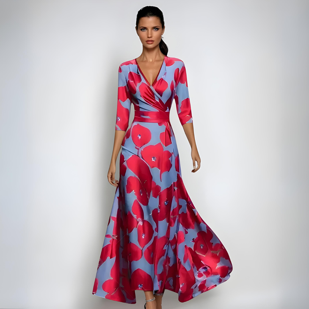 Women's V-Neck A-Line Maxi Dress