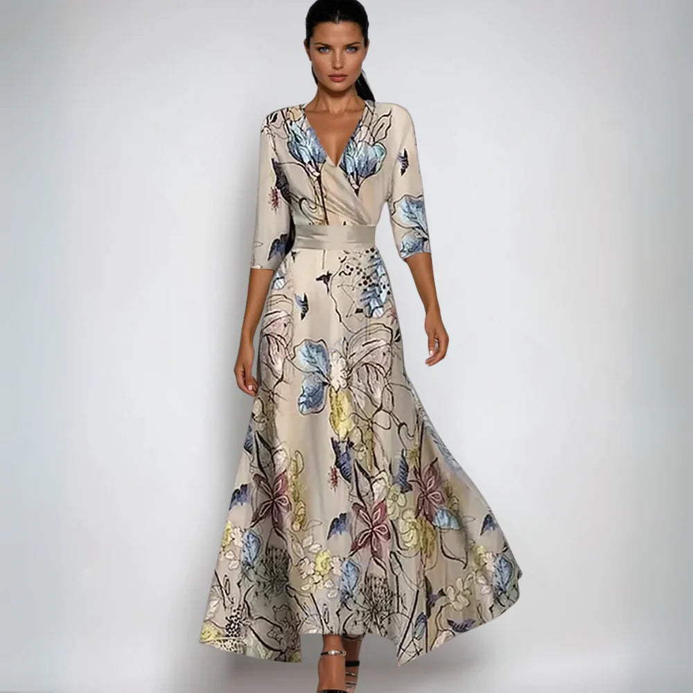 Women's V-Neck A-Line Maxi Dress