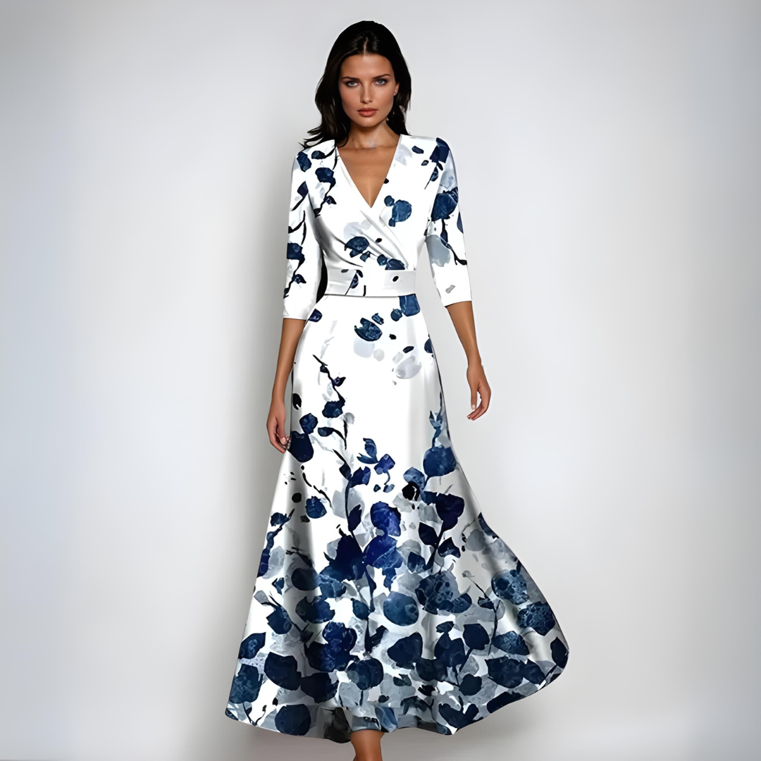 Women's V-Neck A-Line Maxi Dress