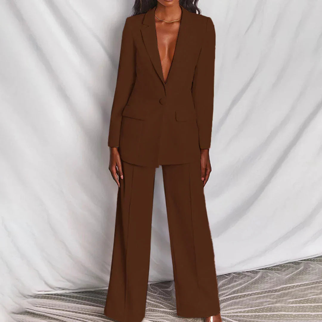 Women's Wide-Leg Pant Suit Set
