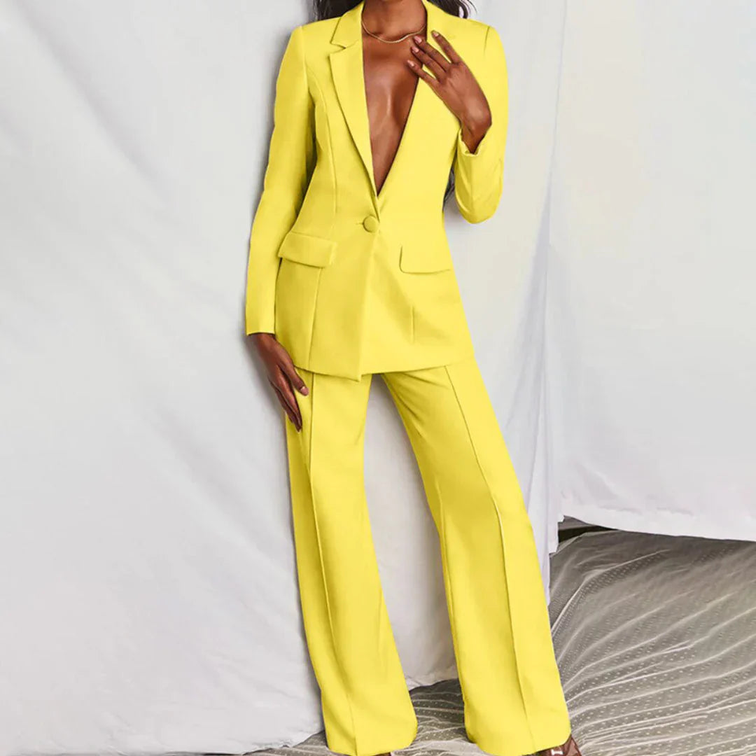 Women's Wide-Leg Pant Suit Set