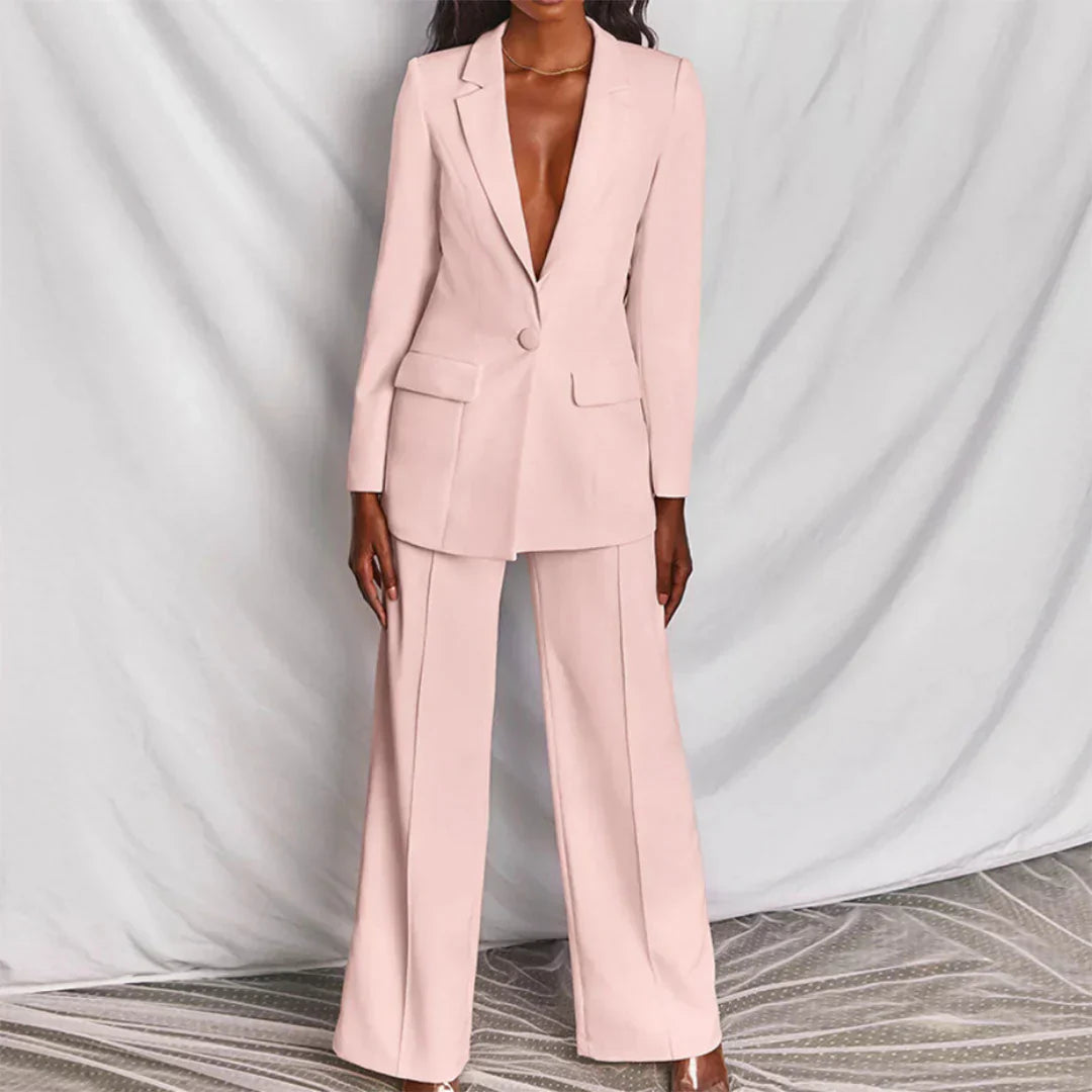 Women's Wide-Leg Pant Suit Set