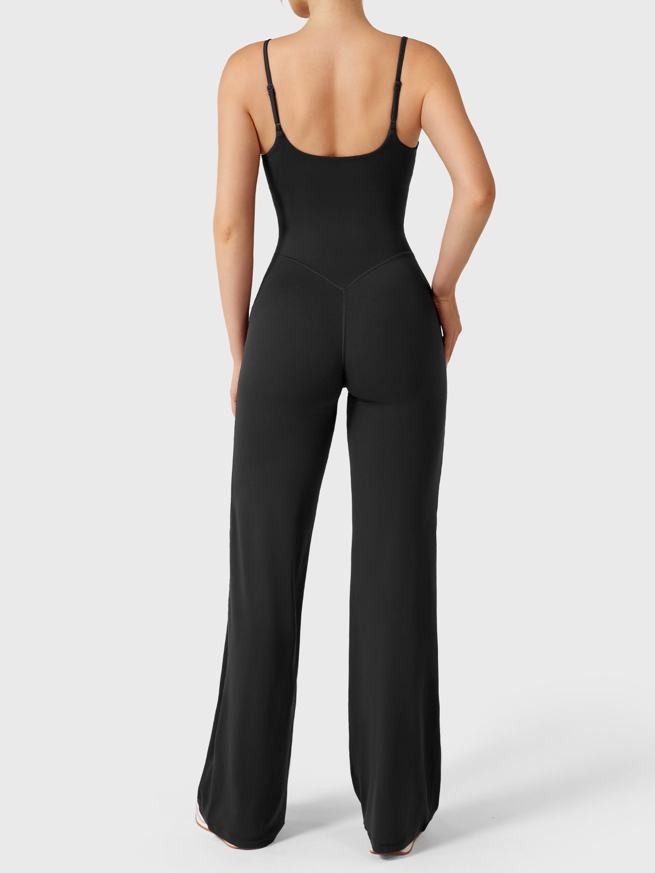 Women’s Straight Leg Jumpsuit – Stretch Polyamide One-Piece with Built-In Bra