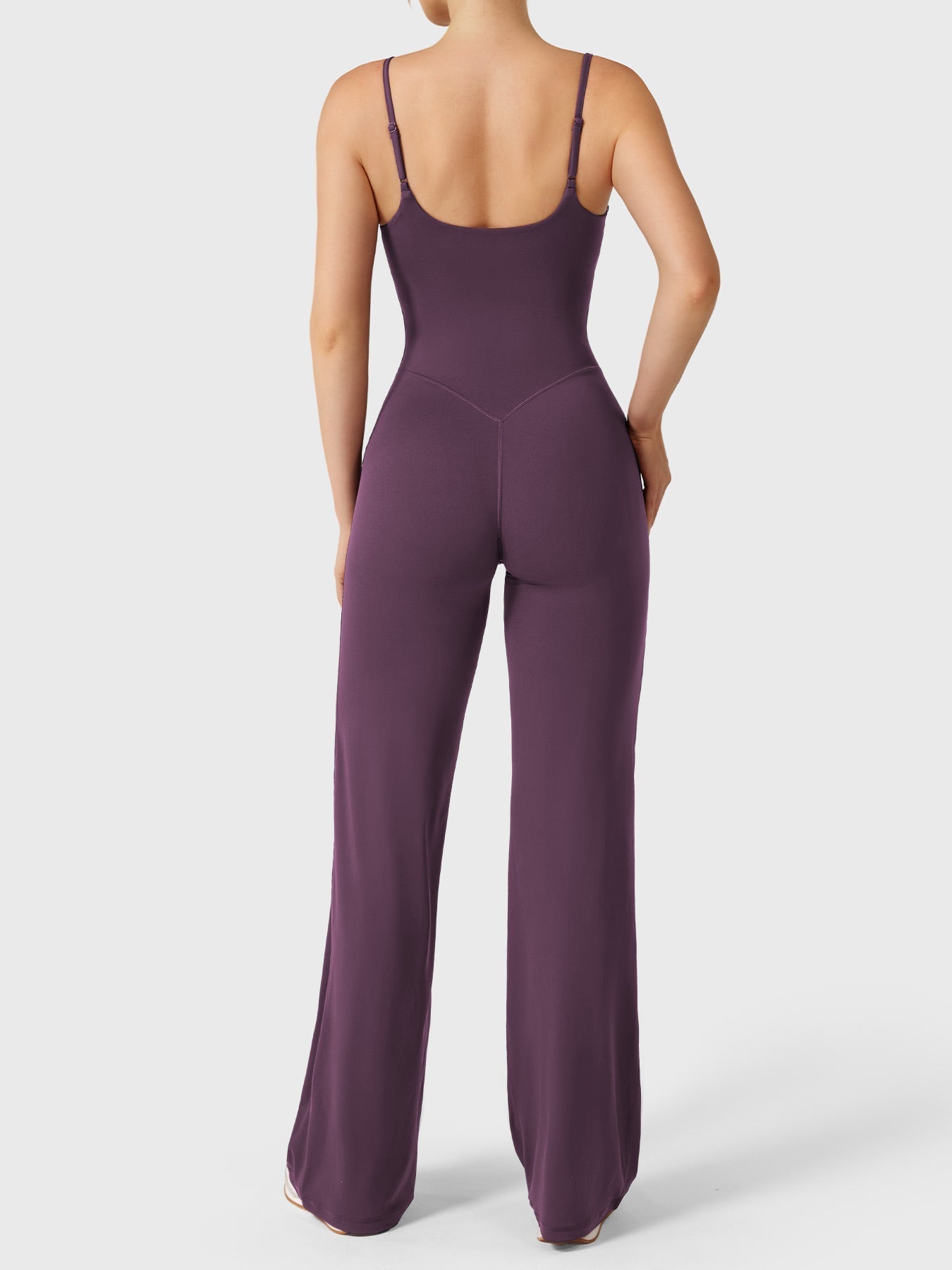 Women’s Straight Leg Jumpsuit – Stretch Polyamide One-Piece with Built-In Bra