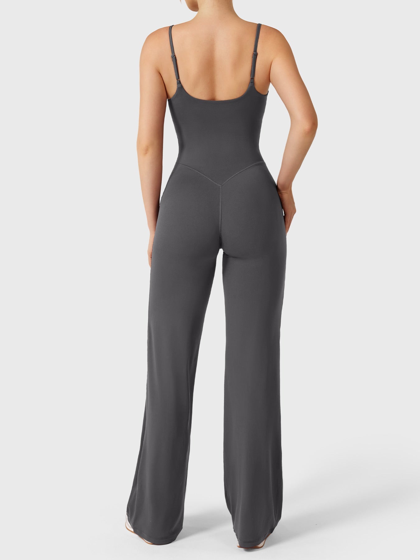 Women’s Straight Leg Jumpsuit – Stretch Polyamide One-Piece with Built-In Bra
