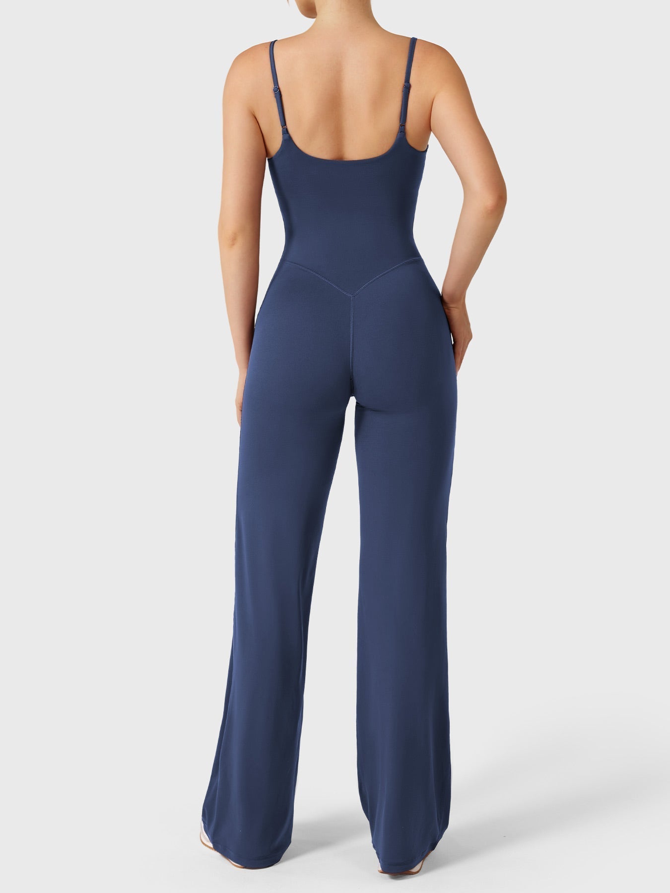 Women’s Straight Leg Jumpsuit – Stretch Polyamide One-Piece with Built-In Bra