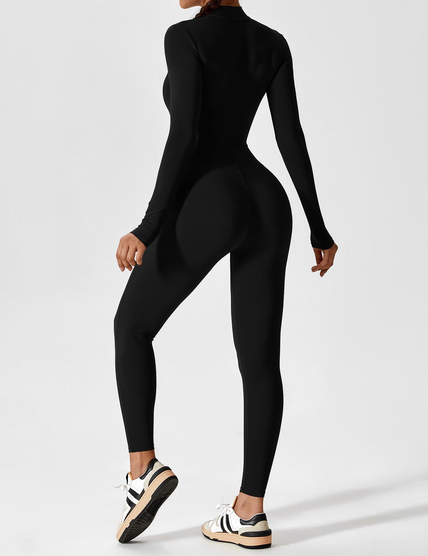 Long Sleeve Zip Jumpsuit – Stretch One-Piece Activewear with Sculpting Fit