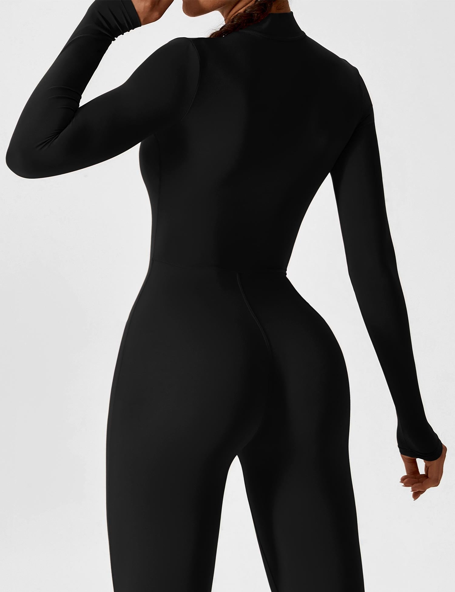 Long Sleeve Zip Jumpsuit – Stretch One-Piece Activewear with Sculpting Fit
