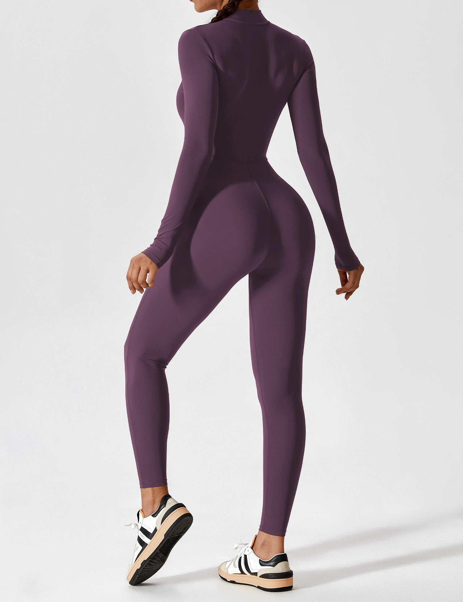 Long Sleeve Zip Jumpsuit – Stretch One-Piece Activewear with Sculpting Fit