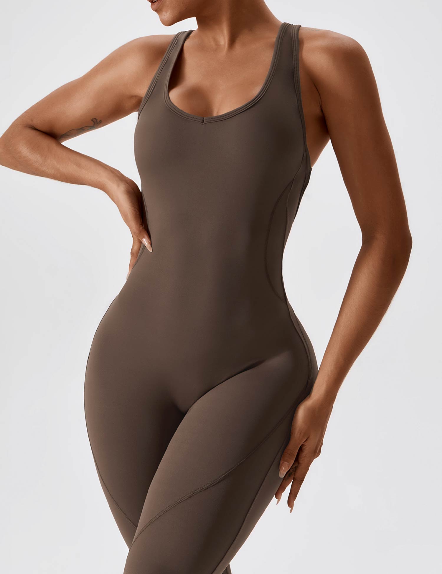Women’s Open Back Flared Jumpsuit – Sleek, Stretchy & Figure-Sculpting Fit