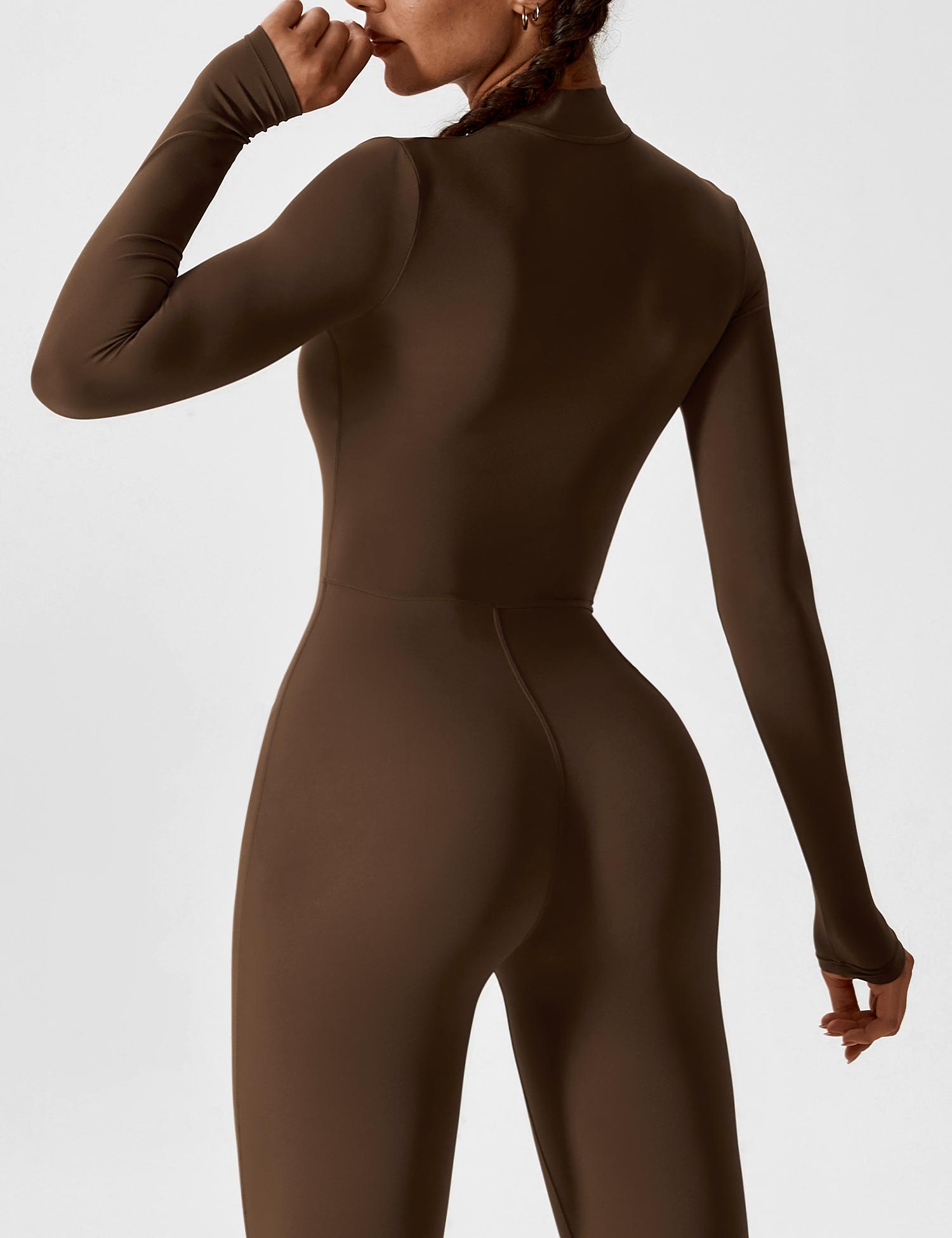 Long Sleeve Zip Jumpsuit – Stretch One-Piece Activewear with Sculpting Fit