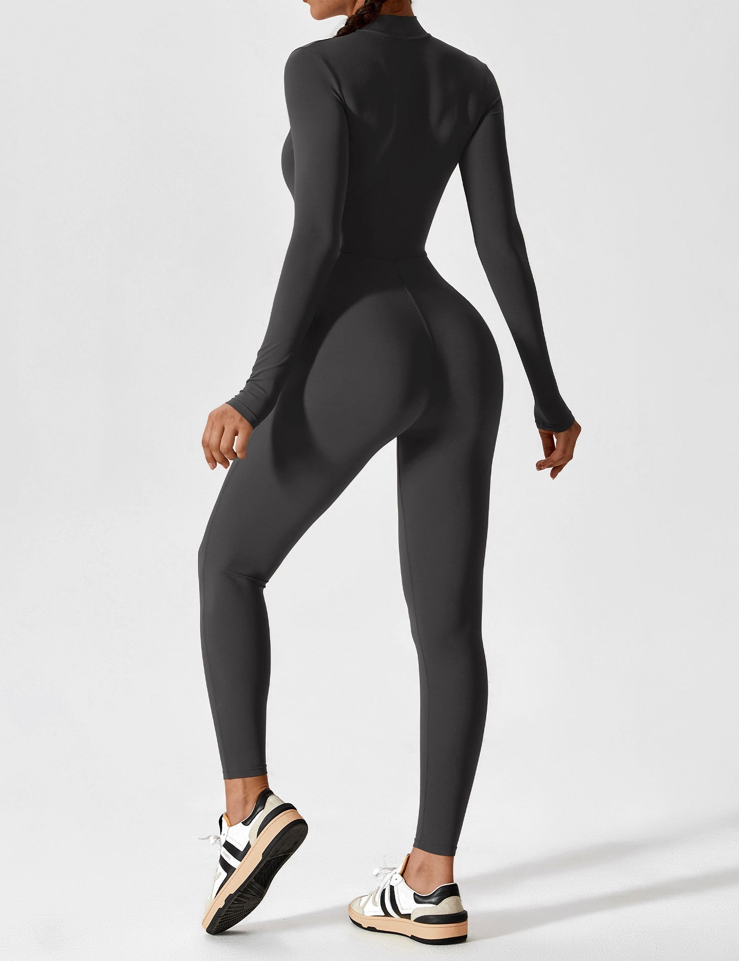 Long Sleeve Zip Jumpsuit – Stretch One-Piece Activewear with Sculpting Fit