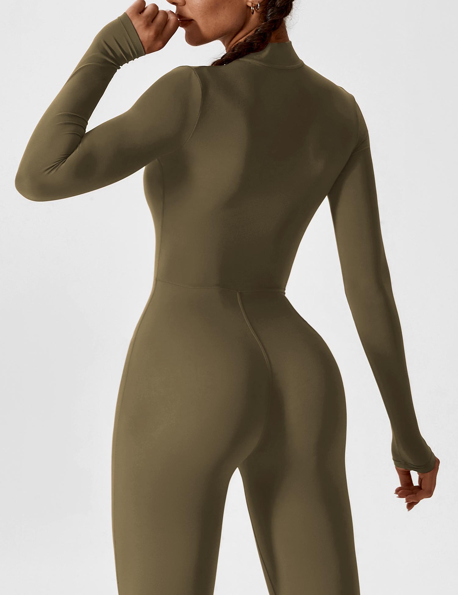 Long Sleeve Zip Jumpsuit – Stretch One-Piece Activewear with Sculpting Fit